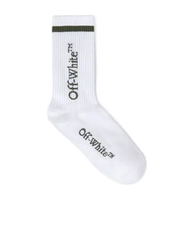 Off-white Line Mid Bookish Ribbed Socks In White