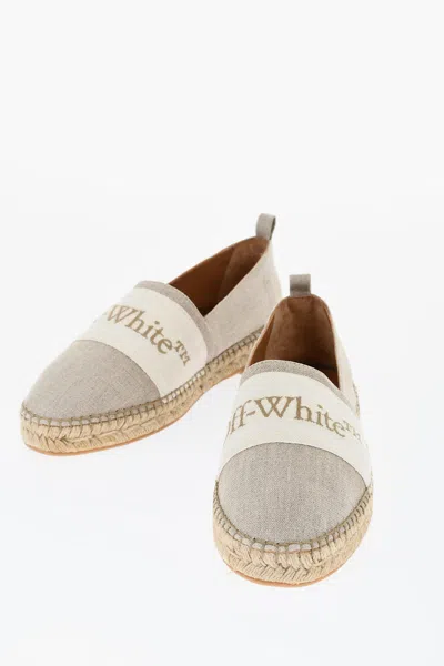 Off-white Linen Bookish Slip-on Espadrillas In Beige