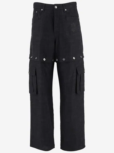 Off-white 90slogo Linen But Cargo Pant In Black