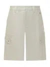 Off-white Men's Linen Safari Cargo Shorts In White