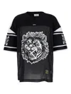 Off-white Black Top With V Neck And Maxi Print On The Front In Tech Fabric Man In Black