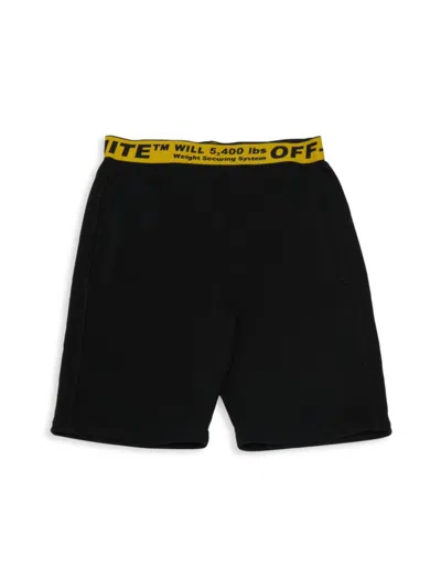 Off-white Kids' Little Boy's & Boy's Off Industrial Logo Waist Shorts In Black Yellow