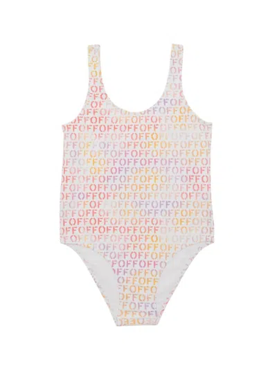 Off-white Little Girl's & Girl's Off Stamp One-piece Swimsuit In White