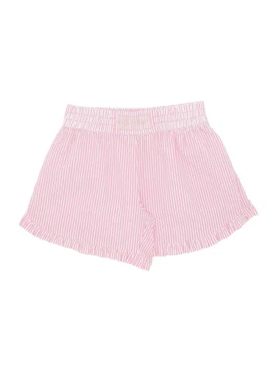 Off-white Little Girl's & Girl's Striped Cotton Shorts In Pink