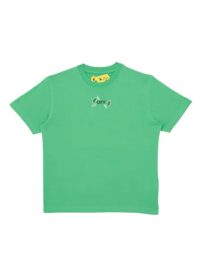 Off-white Kids' Bandana-print Cotton T-shirt In Green