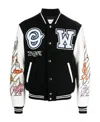 Off-white Logic Patch Varsity Jacket In Black