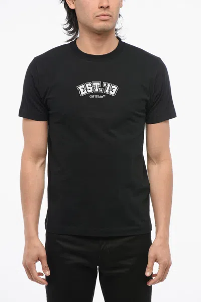 Off-white Logic Printed Slim Fit Crew-neck T-shirt In Black