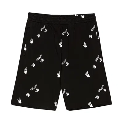 Pre-owned Off-white Logo Allover Sweatshorts 'black/white'