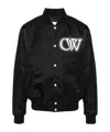 Off-white Off White Nylon Varsity Bomber Jacket In Black