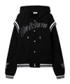 Off-white Black Varsity Sweatshirt With Press-stud Fastening And Bold Lettering In Black