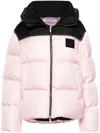 Off-white Logo-appliqué Puffer Jacket In Pink