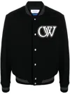 Off-white Off White "varsity" Bomber Jacket In Black