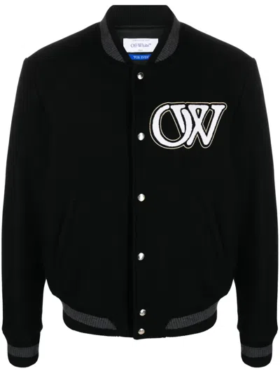 OFF-WHITE LOGO-APPLIQUÉ VARSITY BOMBER JACKET