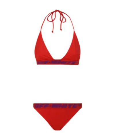 Off-white Logo Band Bikini Coral Red No Color