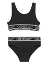 Off-white Kids Logo-band Sleeveless Bikini Set In 黑色