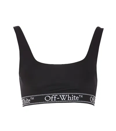 Off-white Logo Band Bra In Black/white