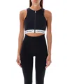Off-white Fitted Black Top With Front Zip And Logo Underband In Black