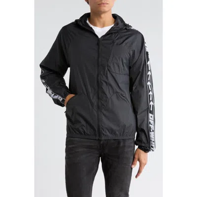 Off-white Logo Band Diagonal Outline Windbreaker In Black