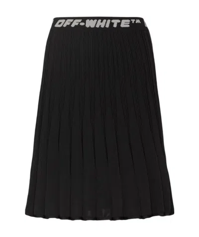 OFF-WHITE LOGO BAND PLEATED SKIRT