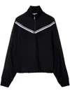 Off-white Stylish Women's Cropped Jacket With High Neck And Sporty Stripe Detail In Black