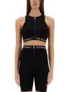 Off-white Fitted Black Top With Front Zip And Logo Underband In Black