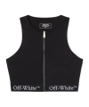 Off-white Fitted Black Top With Front Zip And Logo Underband In Black