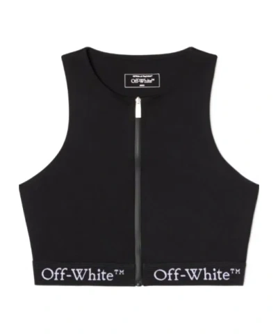 OFF-WHITE OFF-WHITE ZIP-UP CREWNECK SLEEVELESS TOP