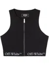 Off-white Fitted Black Top With Front Zip And Logo Underband In Black