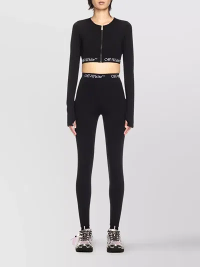 Off-white Logo Band Seamless Leggings With Stretch Fit In Black