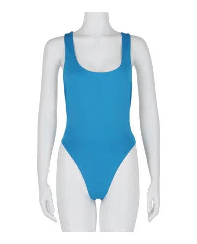 Off-white Logo Band Swimsuit In Blue