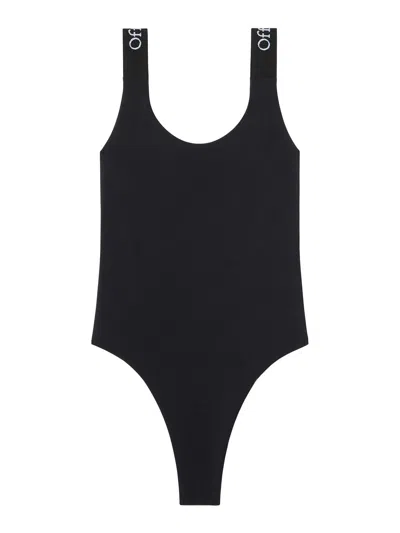 OFF-WHITE LOGO-BAND SWIMSUIT