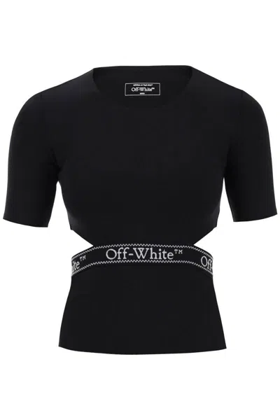 Off-white "logo Band T-shirt With Cut Out Design In Nero