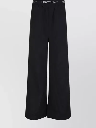 Off-white Logo Band Wide Leg Trousers In Black