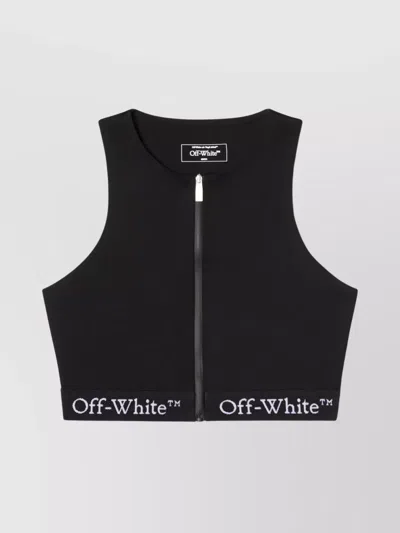 Off-white Logo Band Zippered Rowing Top In Black