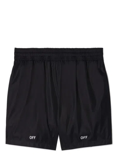 Off-white Logo Beach Shorts In Black  