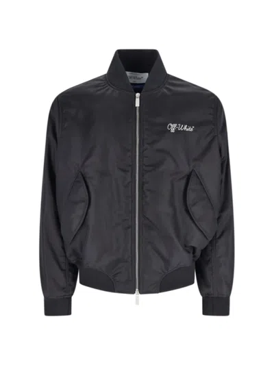 Off-white Arrow Nylon Bomber Jacket In Black