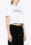 Off-white Logo Bookish Cropped T-shirt In White