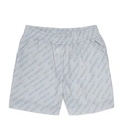 Off-white Kids' Logo Bowling Shorts In Blue