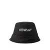Off-white Wide Brim Polyester Bucket Hat In Black