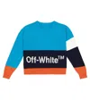 Off-white Logo Colorblocked Cotton Sweater In Blue Off White