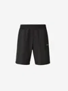 Off-white 'spray Arrow' Black Shorts With Logo Lettering On The Front And Logo Print On The Rear In Lime Green