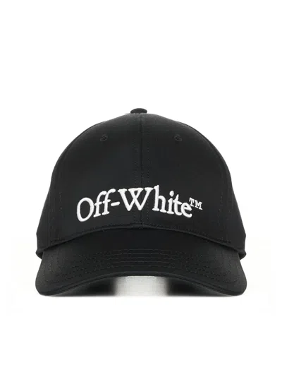 Off-white Logo Cotton Baseball Cap In Black White