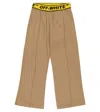 Off-white Logo Cotton Chino Pants In Kaki Yellow