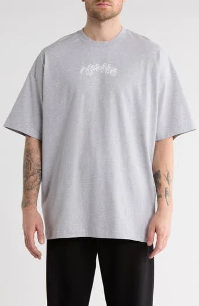 Off-white Logo Cotton Graphic T-shirt Slim Fit Logo Cotton Graphic T-shirt In Gray