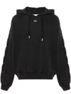Off-white Cropped Black Hoodie With Embossed Detailing And Graphic Print In Black