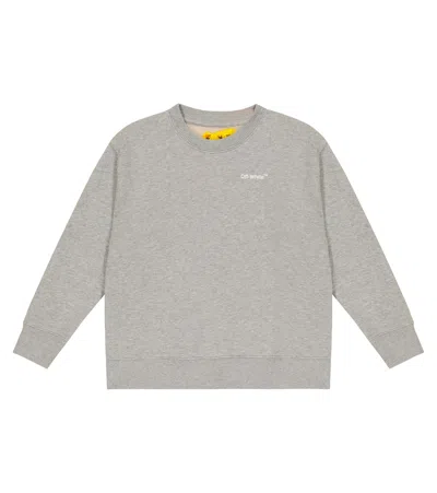 Off-white Kids' Logo Cotton Sweatshirt In Grey