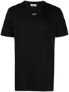 Off-white Black Cotton T-shirt With White Logo Printed On The Front In Black