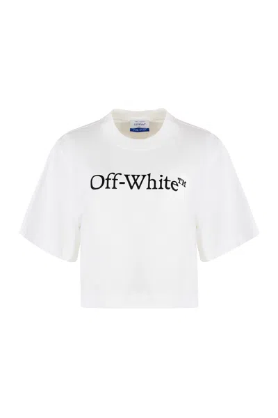 Off-white Big Logo Bookish Cropped T-shirt In White