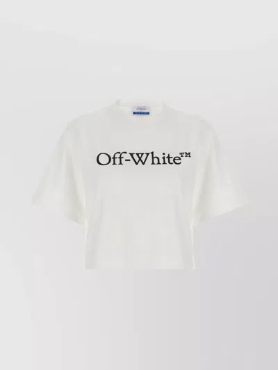 OFF-WHITE LOGO CREW NECK CROPPED T-SHIRT