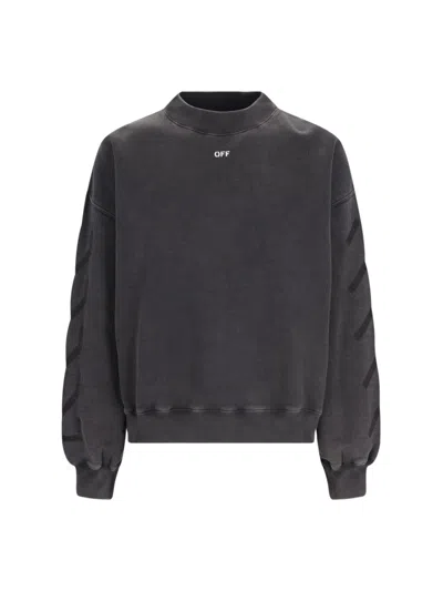 Off-white Logo Crewneck Sweatshirt In Black  